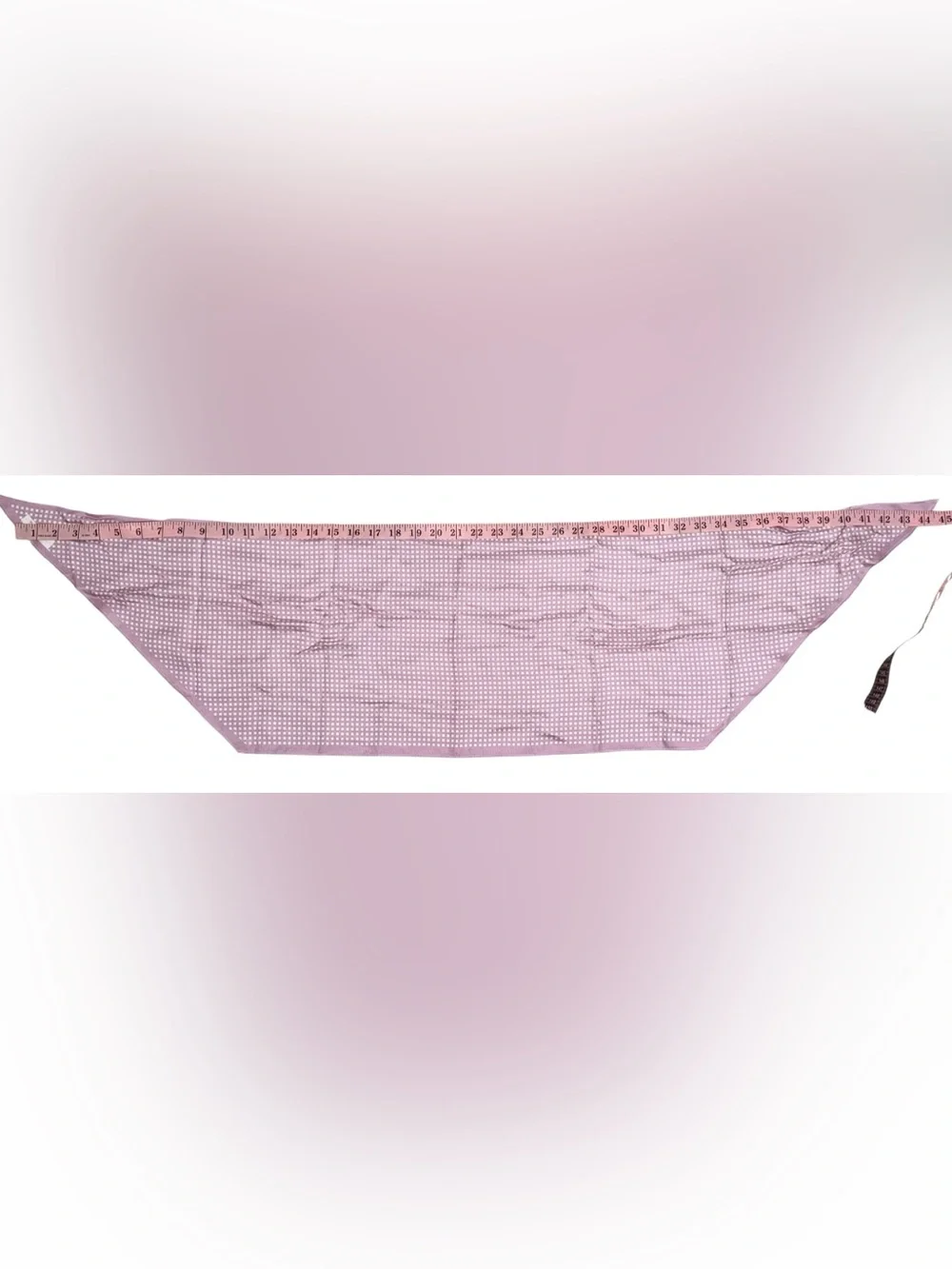 Weekend Max Mara Mauve Pink & White Checkered Print Satin Silk Scarf